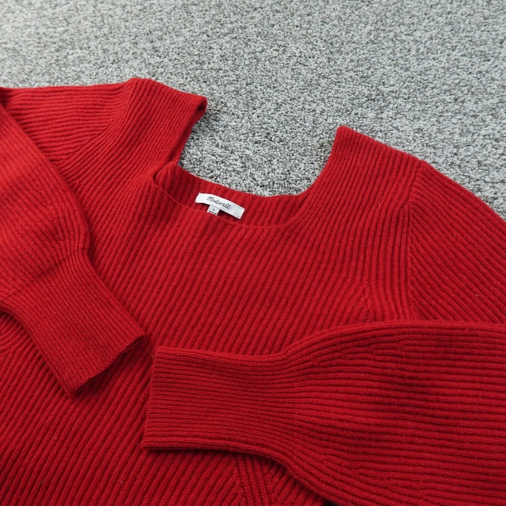 Madewell‎ Sweater Womens S Red Wool Cashmere Ribbed Knit Pullover Cozy Soft Warm
